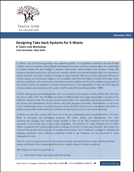 publication cover - Designing Take back Systems for E-Waste