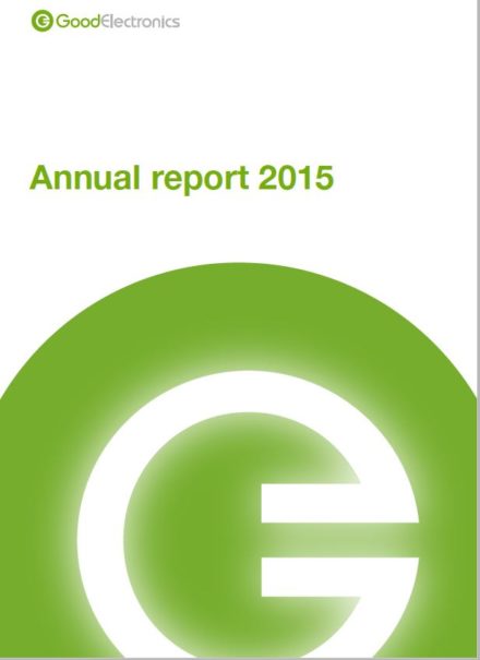 publication cover - GoodElectronics Annual Report 2015