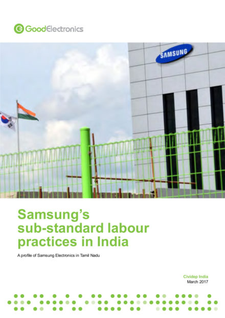 publication cover - Samsung’s sub-standard labour practices in India