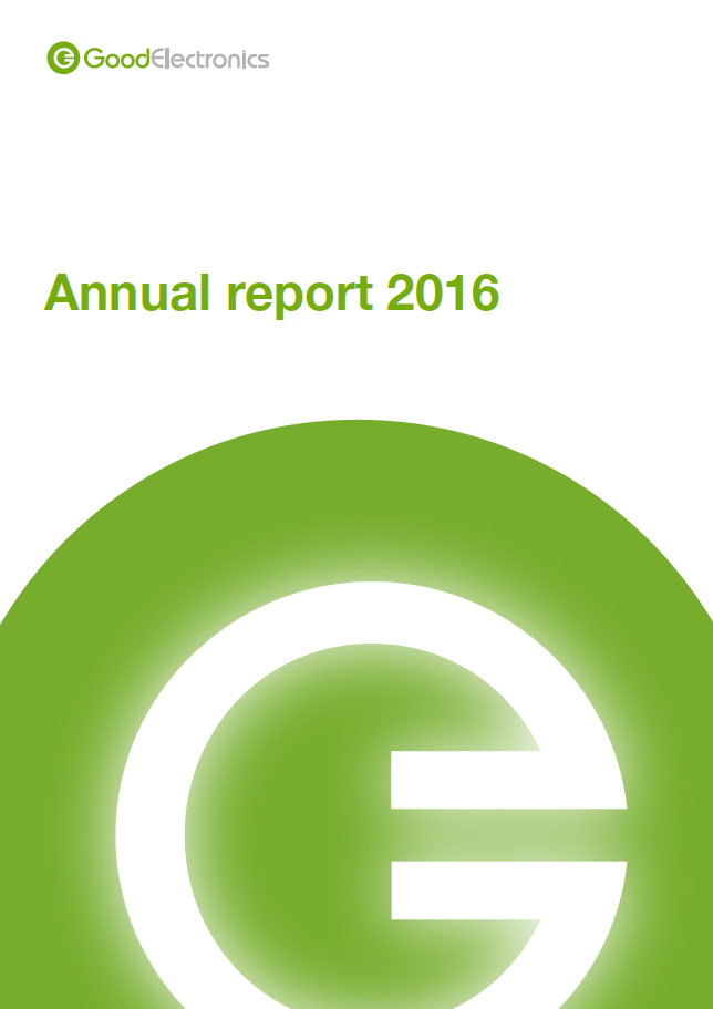 publication cover - GoodElectronics Annual Report 2016