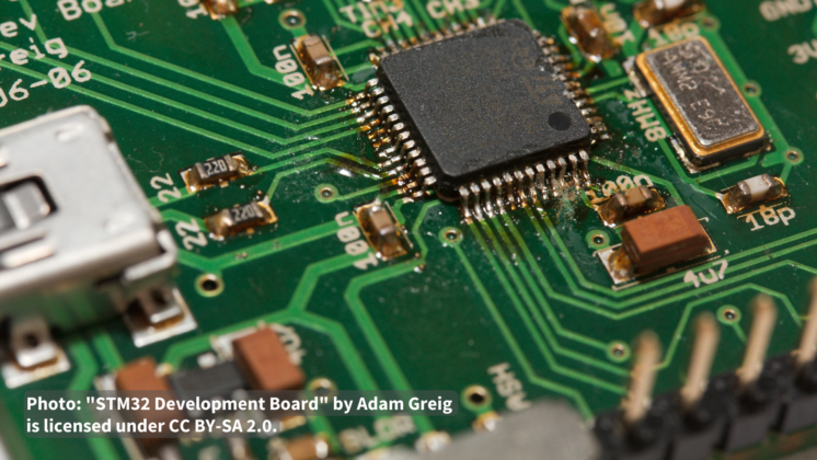 Photo: "STM32 Development Board" by Adam Greig is licensed under CC BY-SA 2.0.