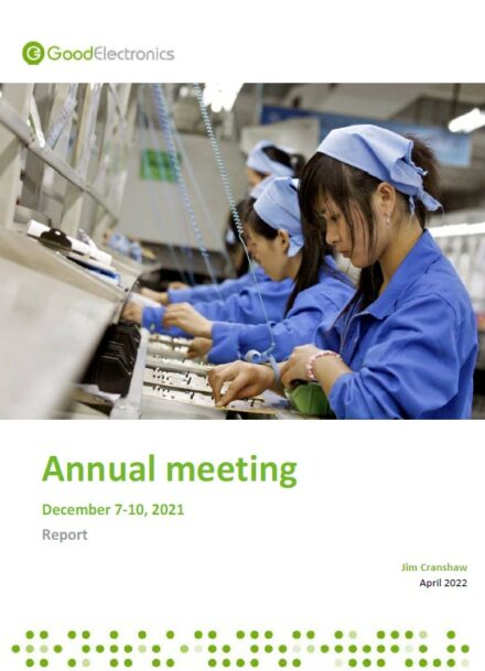 publication cover - Report GoodElectronics Annual Meeting 2021