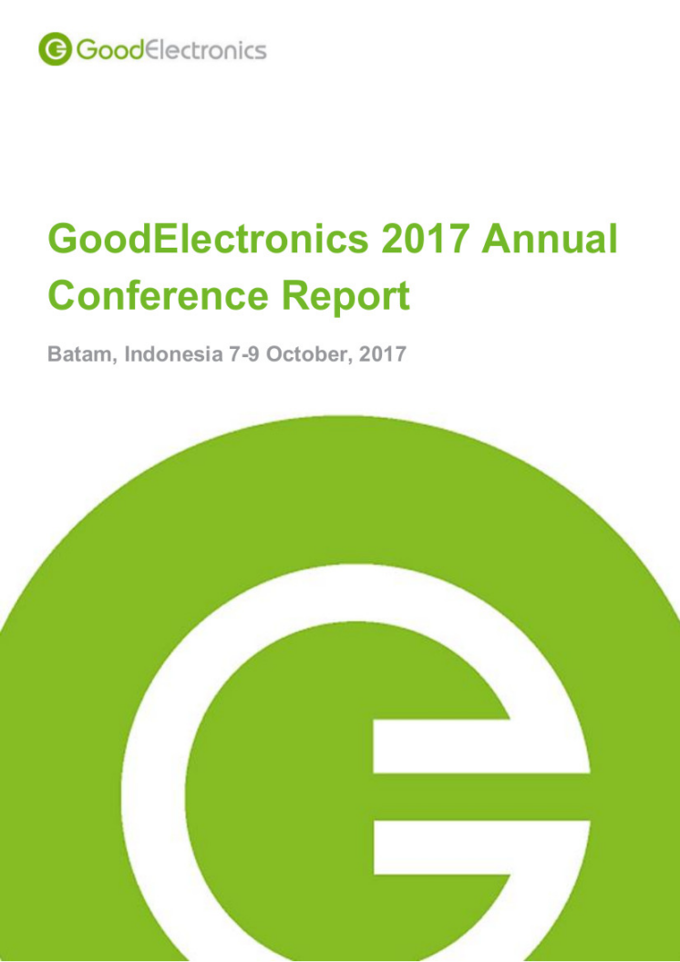 publication cover - GoodElectronics Annual Report 2017